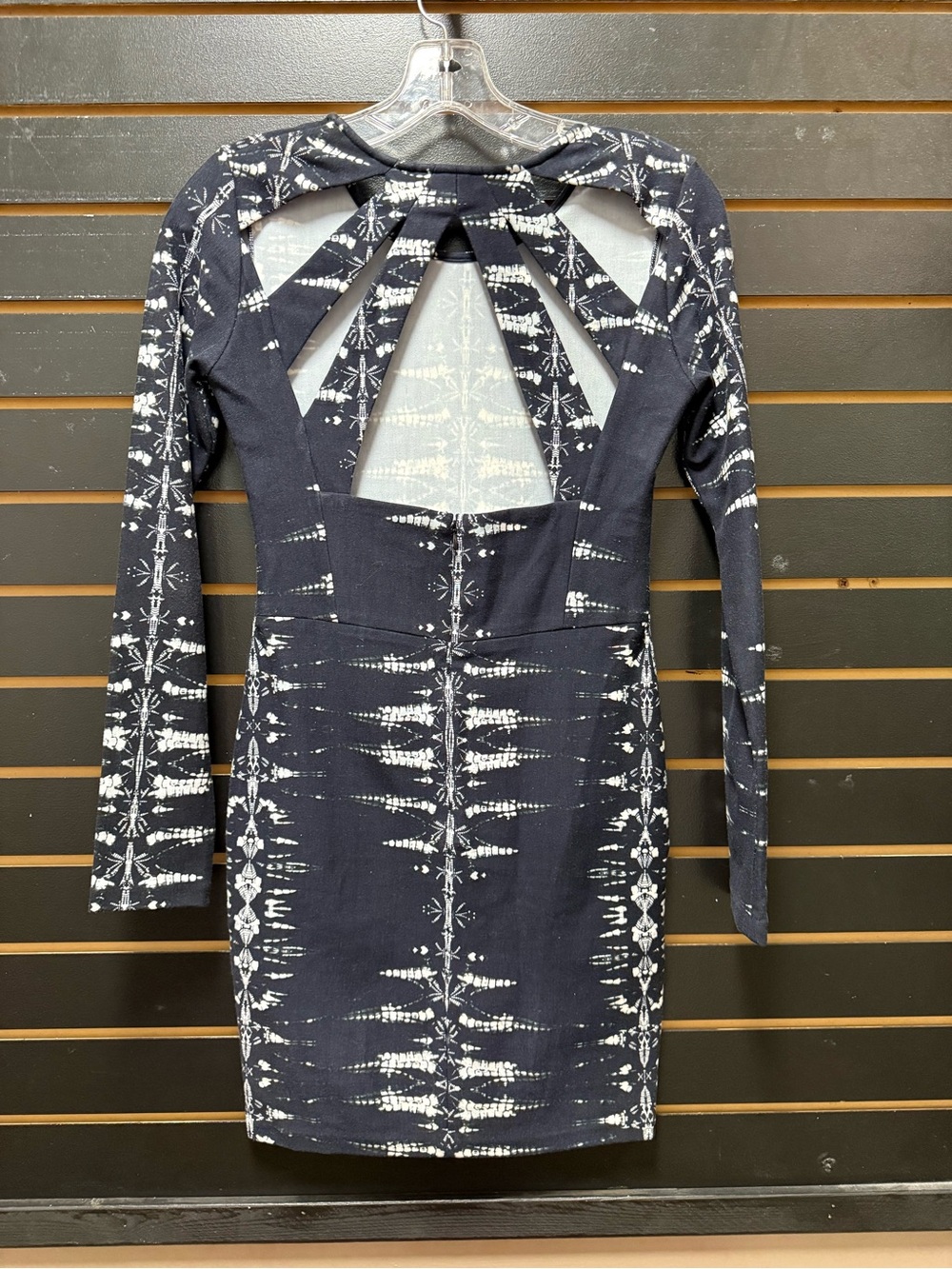 Parker Black White Print Open Back Cutout Bodycon Dress Size Small - Picture 4 of 4